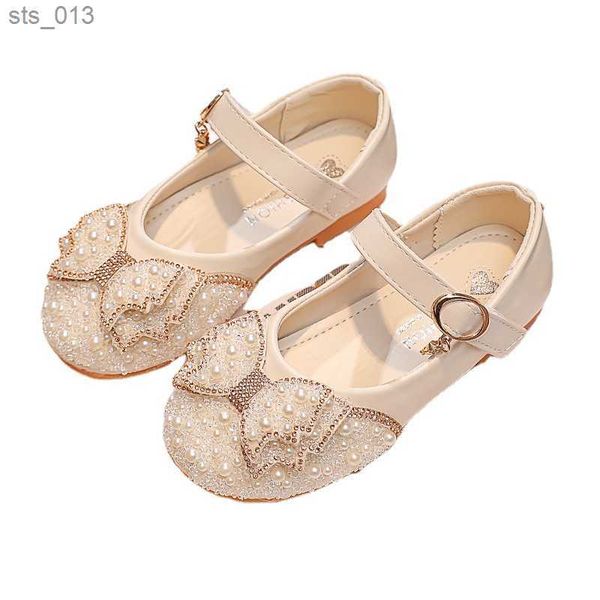 

girls leather shoes spring autumn fashion pearl bow rhinestone little girl shoes flat heels kids princess shoes, Black;red