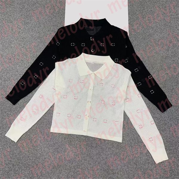 

women slim cardigan knits embroidery letter short style sweater hollow knitted coats knitwear, White