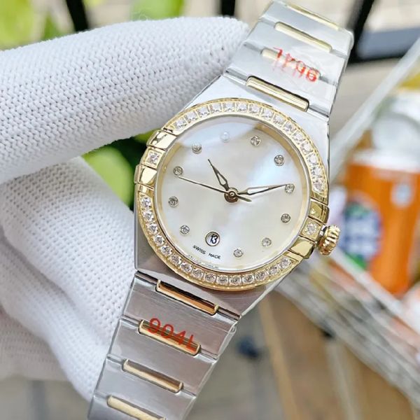 

women's quartz watch fashion 28mm stainless steel dial strap water resistant personality diamond designer watch movement watches conste, Slivery;brown
