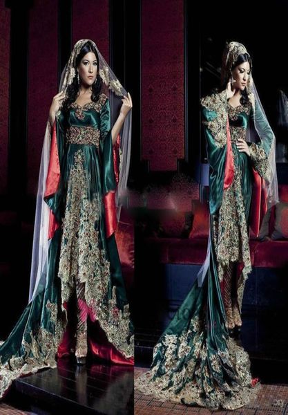 

india saudi arabian robe long sleeves sweetheart evening dresses hunter green with lace appliques muslim evening gowns6913339, Black;red