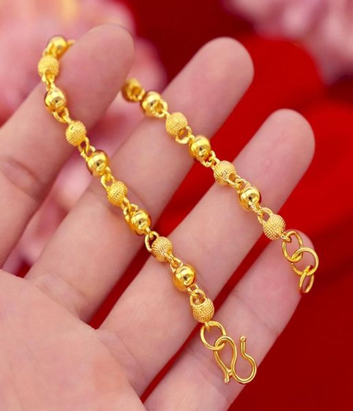 

wrist chain bracelet link beads 18k yellow gold filled fashion womens mens bracelet chain classic style gift4980491, Black