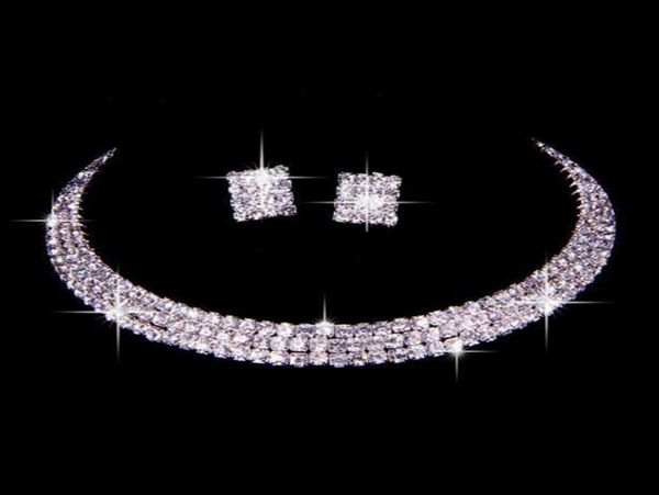 

100 same as image classic rhinestone jewelry set wedding bridal necklace and earrings po bride evening prom party homecoming a1615981, White