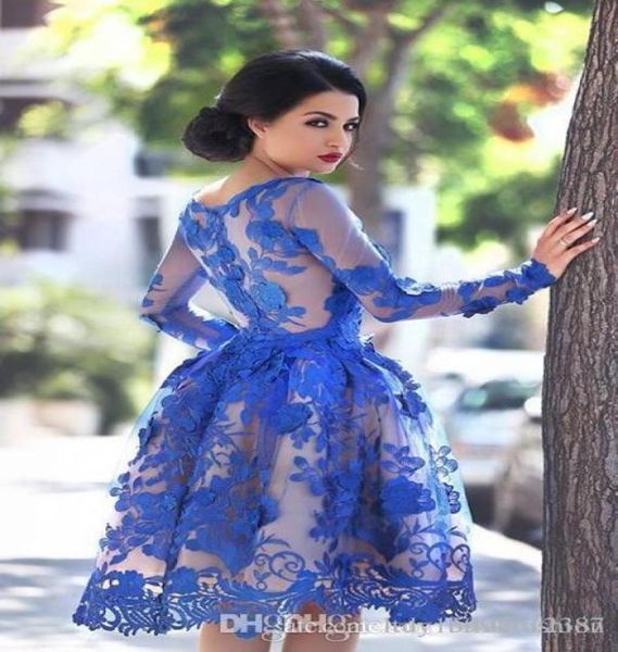 

homecoming prom graduation cocktail dresses evening gowns party guest long sleeves lace knee length royal blue zipper ball gown pl6909776, Black