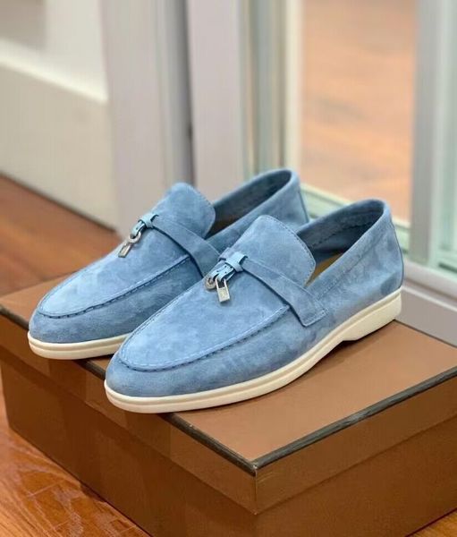 

summer luxury men's loro&piana sneakers shoes summer charms walk loafers low soft cow leather 2023s/s brand lp oxfords flat slip on rub, Black