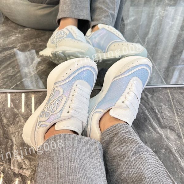 

2023 new luxurys ladies graffiti white shoes mens leather casual shoe platforms print fashion personality couple sneakers women xinshidai230, Black