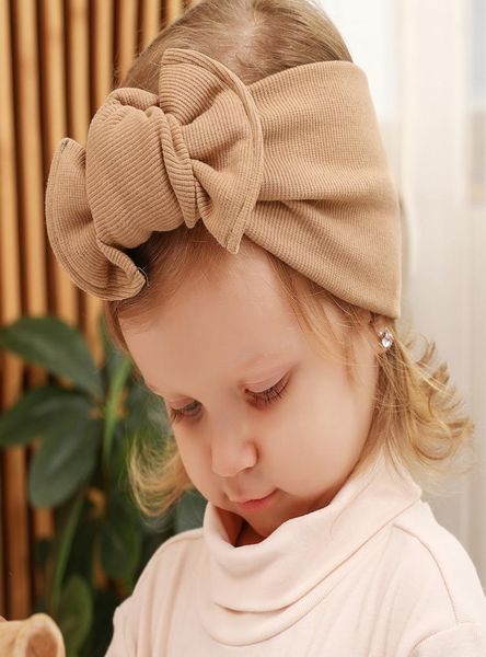 

girls large bow knot headband cotton solid candy color kids boutique hair accessories children wide headbands ins2906703, Slivery;white