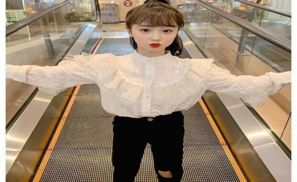 

shirts 2021 lantern long sleeve girls blouse summer lace ruffles children kids clothing 3 4 5 6 7 8 9 10 11 12 years2199390, White;black