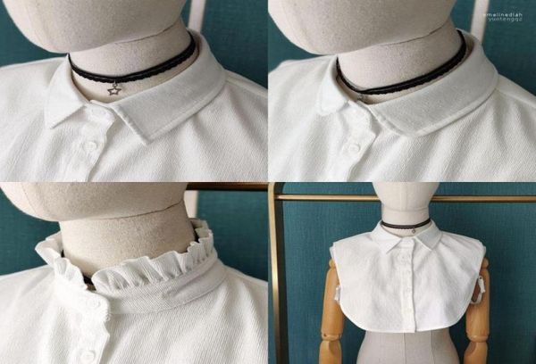 

bow ties fashion solid color stand lapel fake shirt collars detachable collar false woman female removable half faux col emel225845036, Black;gray