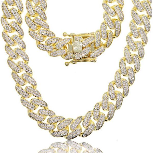 

low stock clearance 15mm micro pave cz heavy cuban chain necklace, Silver