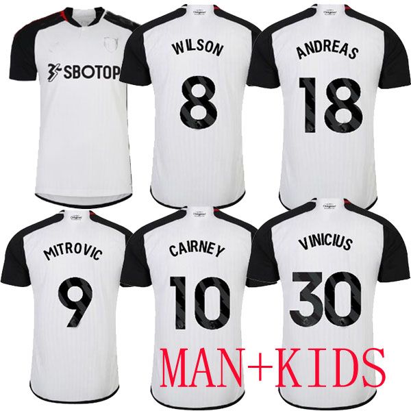 

23 24 palhinha mitrovic 9 soccer jerseys home away solomon wilson adarabioyo reed mbabu robinson andreas reid cairney white kids 2023 willia, Black;yellow