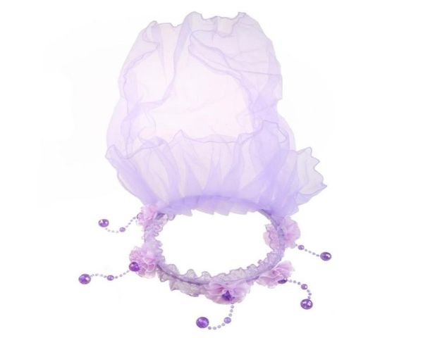 

hair accessories children girls little princess hairband one layer tulle bridal veils flowers garland wedding party wreath headban4034571, Slivery;white