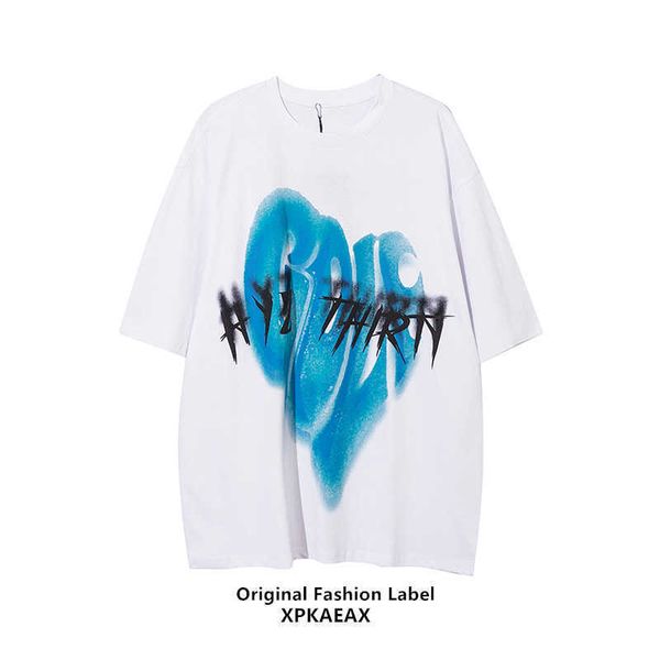 

recreation club subi fashion brand style dark love t-shirt for men and women loose size cotton short sleeve summer stussys yu, White;black