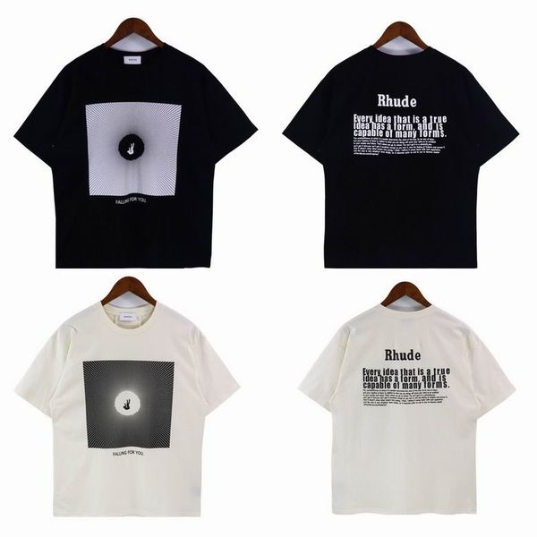 

2023 rs rhude mens t shirts summer fashion designer tshirts street casual short sleeve beach style tees cotton printing shirt5yic, White;black