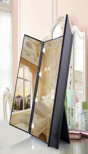 

led shining makeup mirror 8 led light illuminated threesided foldable make up cosmetic tablebeauty vanity mirror3851450