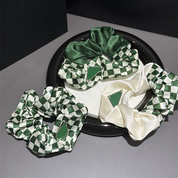 

luxury brand p letter women hair rubber bands green white plaid fashion women girls hairjewelry hair accessories 3colors, Pink