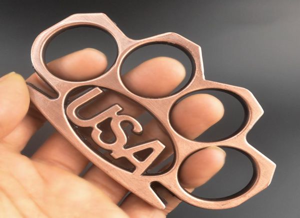 

strong metal usa brass knuckles creative pattern knuckle duster finger tiger fist clasp four self defense fist ring hand edc tool3885746