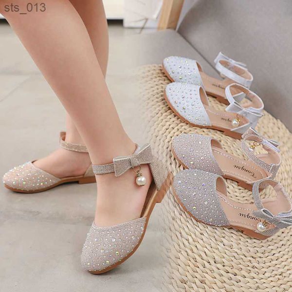 

girls princess sandals baby shoes 2023 brand new kids shoes for wedding party bling summer flat sandals fashion breathable 2023, Black;red