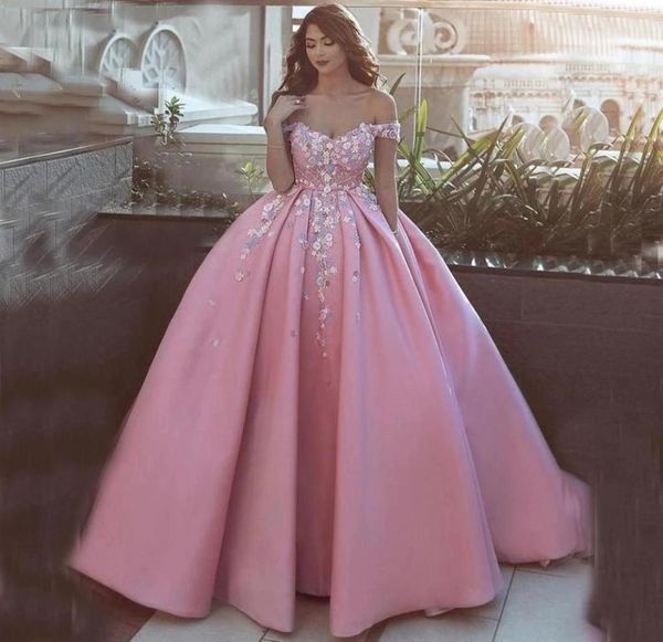 

pink beaded prom dresses off the shoulder satin appliqued evening ball gowns plus size floor length tulle formal dress1713009, Black