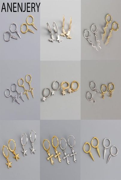 

925 sterling silver punk hiphop geometric pendant hoop earrings for women gold party jewelry accessories3184178, Golden;silver