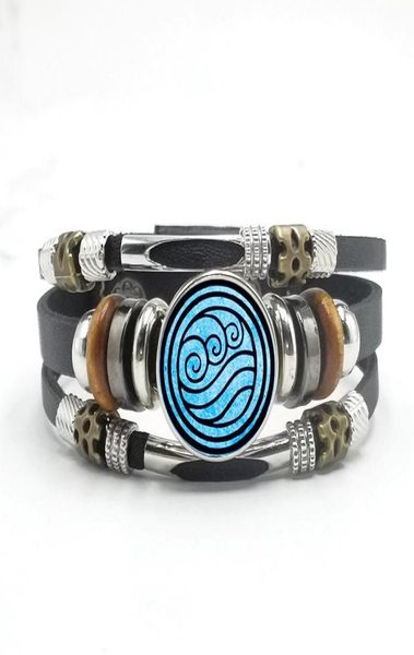 

avatar the last airbender leather bracelet kingdom jewelry air nomad fire and water tribe glass dome men039s bangle3517505, Black