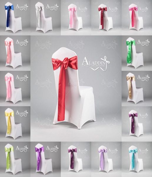 

beautiful satin bow wedding accessories for chairs 22 colors lot chair cover sashes wedding decorations in two sizes9528237