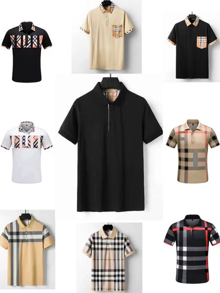 

designer men's polo shirt threaded lapel short sleeve casual brand embroidery pure cotton brand pure cotton high street business, White;black