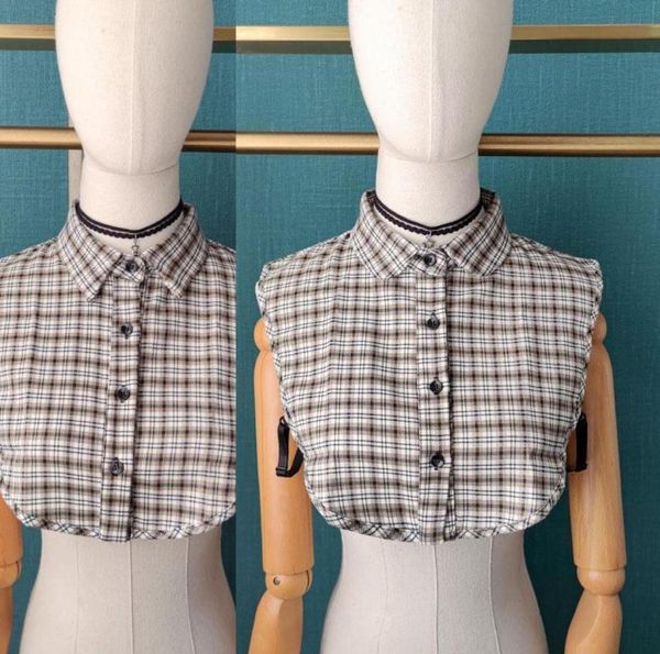 

bow ties plaid lapel fake shirt collars detachable collar false woman female removable half sweater accessories faux col6641270, Black;gray