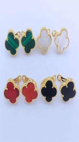 

2021 popular classic jewelry earrings natural white shell 925 sterling sier four clover earrings for women253j4649618, Golden