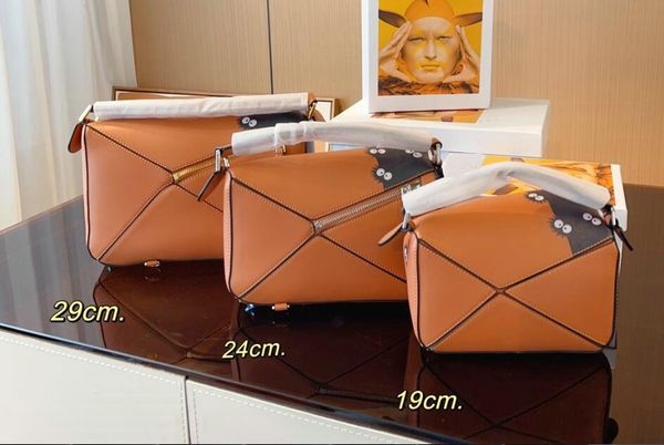 

designer bag brand geometric bag 3 size puzzles sewing one shoulder cross-body tote bag women's high-quality leather tote large capacit
