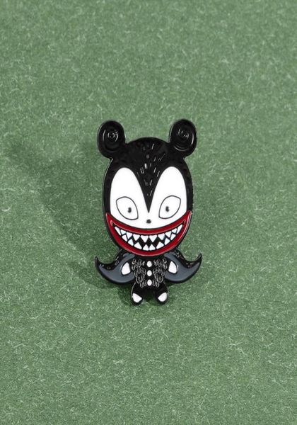 

new cartoon punk dark cloak ghost clown big mouth mouse enamel animation character pin child denim clothes lapel pendant jewelry g2089547, Blue