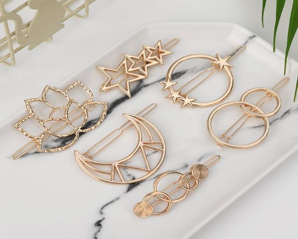 

2020 fashion woman hair accessories triangle hair clip pin metal geometric alloy hairband moon circle hairgrip barrette girls hold3691091, Black;brown