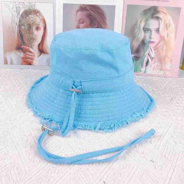 

summer casquette bob wide brim hats designer bucket hat for women frayed cap blending caps fashionable fisherman's 5 8gw2, Blue;gray