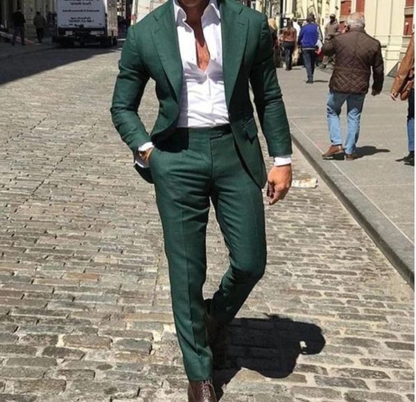 

new latest design dark green notched lapel with one button men suits slim fit 2 pieces costum homme groom tuxedos terno masculino7703022, Black;gray