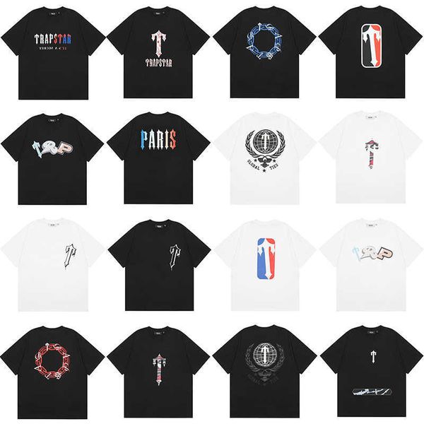 

trapstar niche uk high street trendy summer men's and women's letter print loose cotton round neck short sleeved t-shirt, White;black