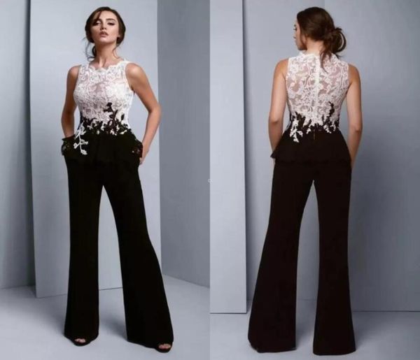 

ups womens jumpsuit elegant formal evening dresses 2022 white lace black pantsuits see though prom bridesmaid party dress plus8511804, Black;red