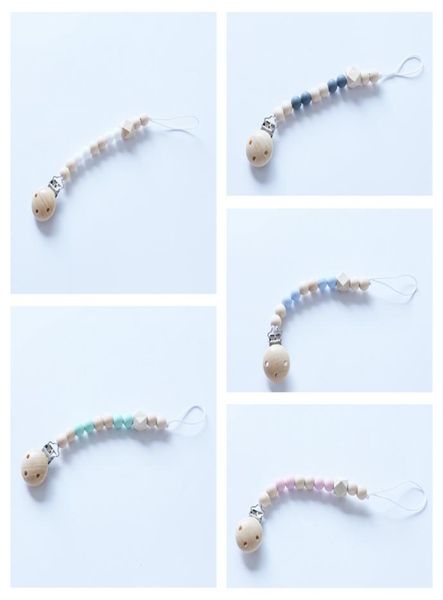 

pacifier clip chain baby infant silicone wood teething beads paci holder soothie clips teether toy chew beads ye0267420642