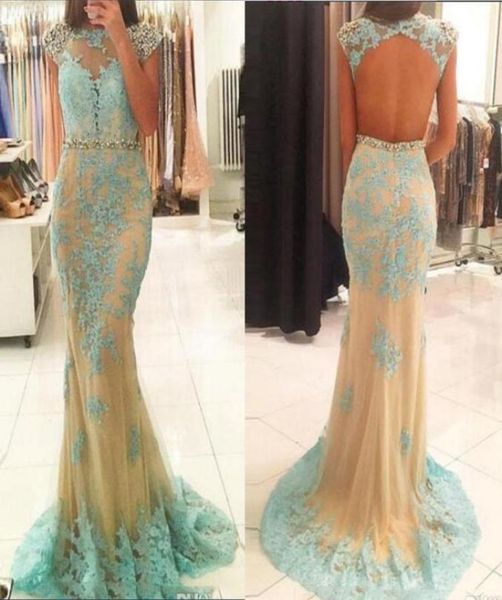 

open back evening dresses crystal vestidos longo mermaid robe de soiree applique blue long prom gowns3928848, Black