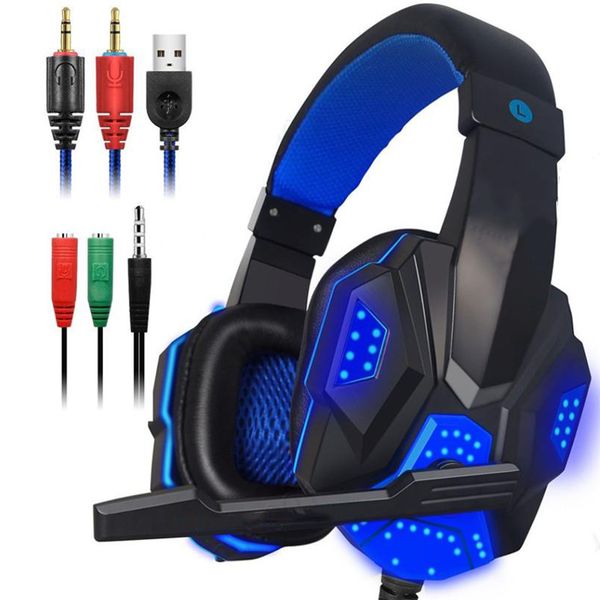 GS400 Stereo Gaming Headset for Xbox one PS4 PC Surround Sound OverEar Gaming Headphones with Mic Noise Cancelling LED Lights Hea
