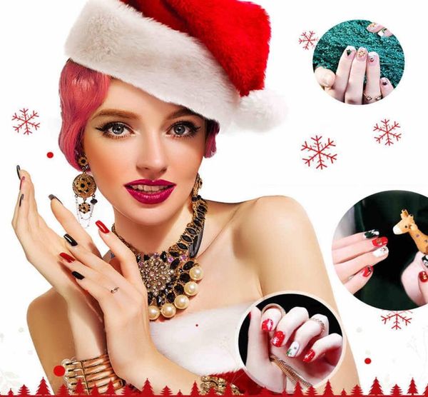 

12 sheet christmas collection nail arts nail sticker waterproof nail decal manicure patch makeup tools8321649, Black
