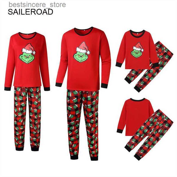 

saileroad 2022 new family matching christmas alien pajamas sets for parent-child sleepers xmas kids homewear new year's outfits l230522, Blue