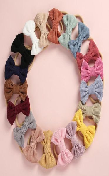 

19colors princess girls corduroy bows nylon headbands big knotbows fabric elastic nylon hairbands hair accessories8313330, Slivery;white