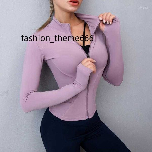 

active sets yoga outfit sports jackets women sport shirts slim fit long sleeved fitness coat crop with thumb holes gym lululemens women