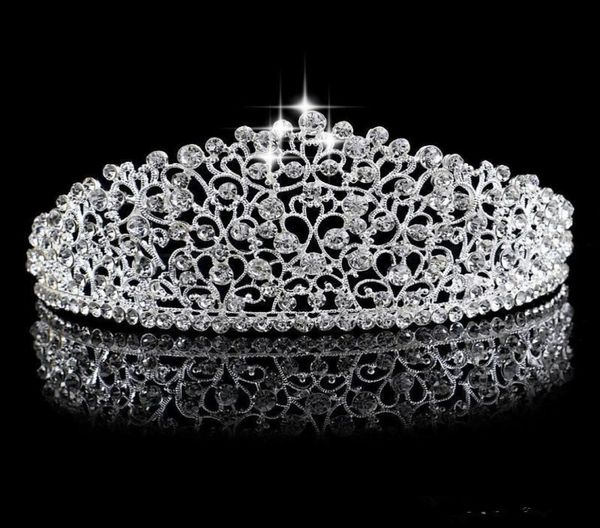 

sparkling silver big wedding diamante pageant tiaras hairband crystal bridal crowns for brides prom pageant hair jewelry headpiece8166017