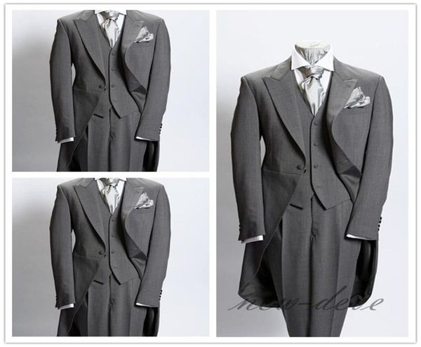 

wedding tuxedos dim gray trim 3pcs men039s suits with tail coat slim fit british plaid custom tuxedos jacket pants vest4820073, Black;gray