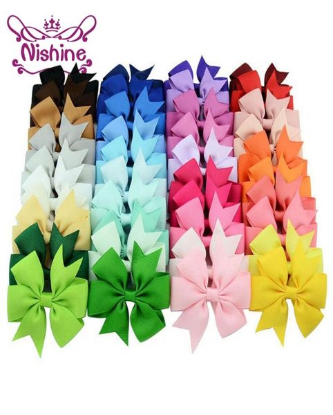 

nishine 3 inch girls ribbon bow clips girl hairpins alligator metal hair bows clip headwear girl hairbows hair accessories9150299, Slivery;white