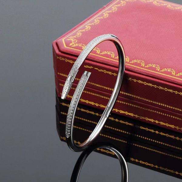 

nail classic titanium steel bangle bracelet full diamond women man lover pattern luxurious designer gift from c home gold silver diamonds no, Black