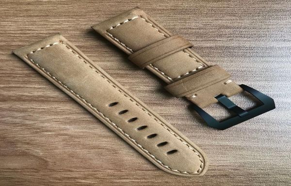 

ocysa brown black crazy horse leather genuine watches belt watch strap ocy002 24mm 26mm fit for pam watches6101898, Black;brown