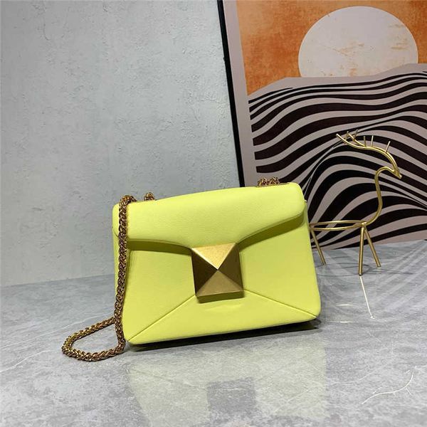 

valentiino fashionable lady single chain designer purse large rivet bag brass metal shoulder crossbody bags underarm handbag ckso