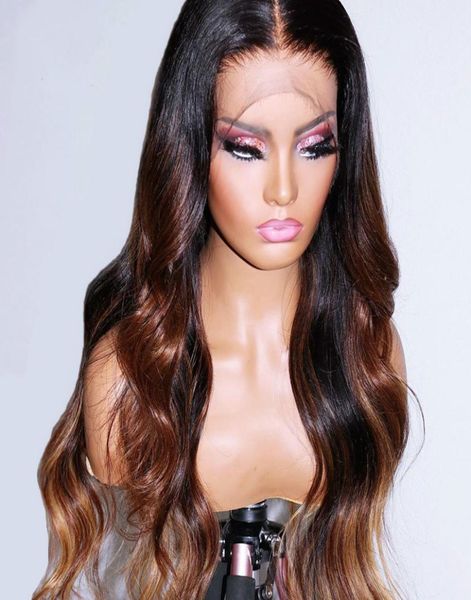 

brown ombre human hair wig 13x6 lace front human hair wigs 360 lace frontal wig body wave full lace human hair wigs nabeauty 1809026153, Black;brown
