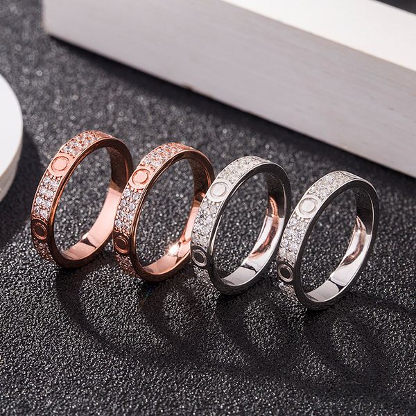 

love ring womens couple diamond screw stainless steel zircon jewelry gifts for woman accessories, Silver